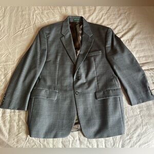Lauren Ralph Lauren Wool Blazer Men’s Gray Windowpane Plaid Sport Coat Tailored